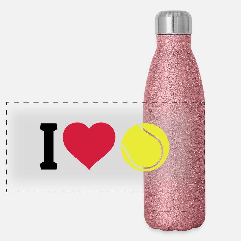 I love tennis Panorama Glitzer Isolierflasche 500 ml