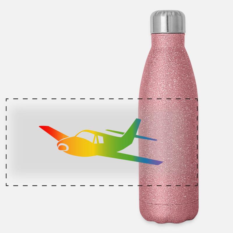 Airplane Rainbow Course Panoramic Glitter Thermal Bottle 500 ml