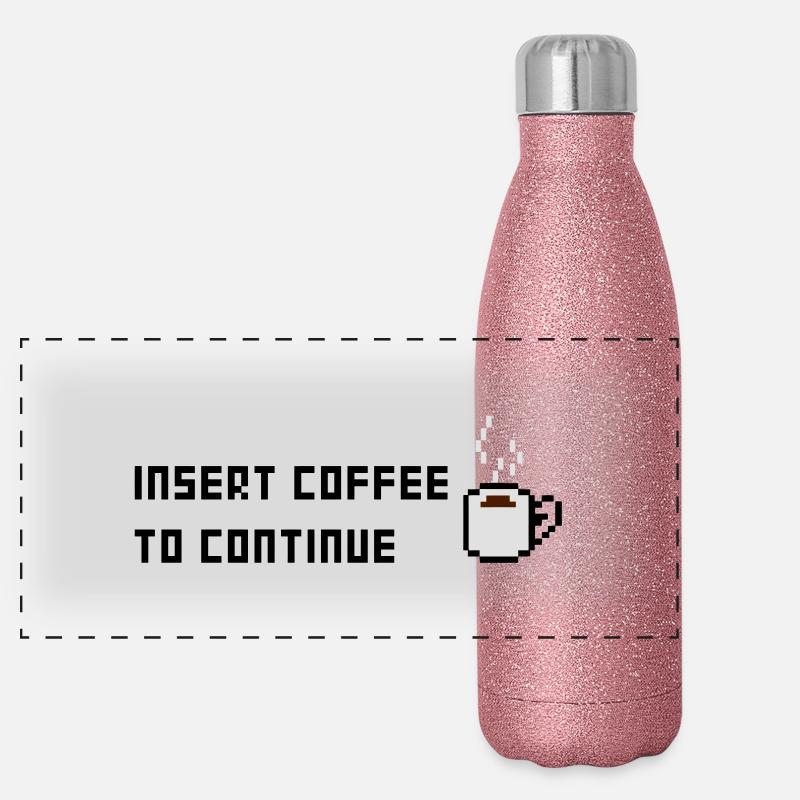 Kaffee Lebenselexier - Kaffee Rein weitermachen Panorama Glitzer Isolierflasche 500 ml