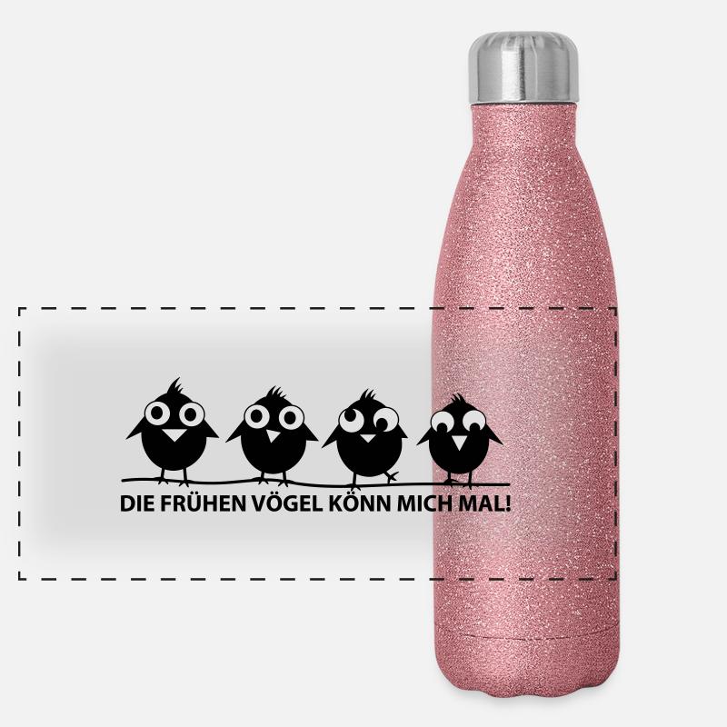 die frühen Vögel Panorama Glitzer Isolierflasche 500 ml
