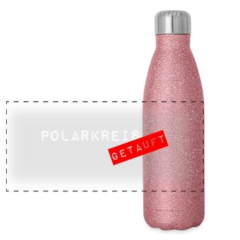 ZUR POLARKREIS TAUFE (Der Klassiker) - Panorama Glitzer Isolierflasche 500 ml - Pink Glitzer - Vorne