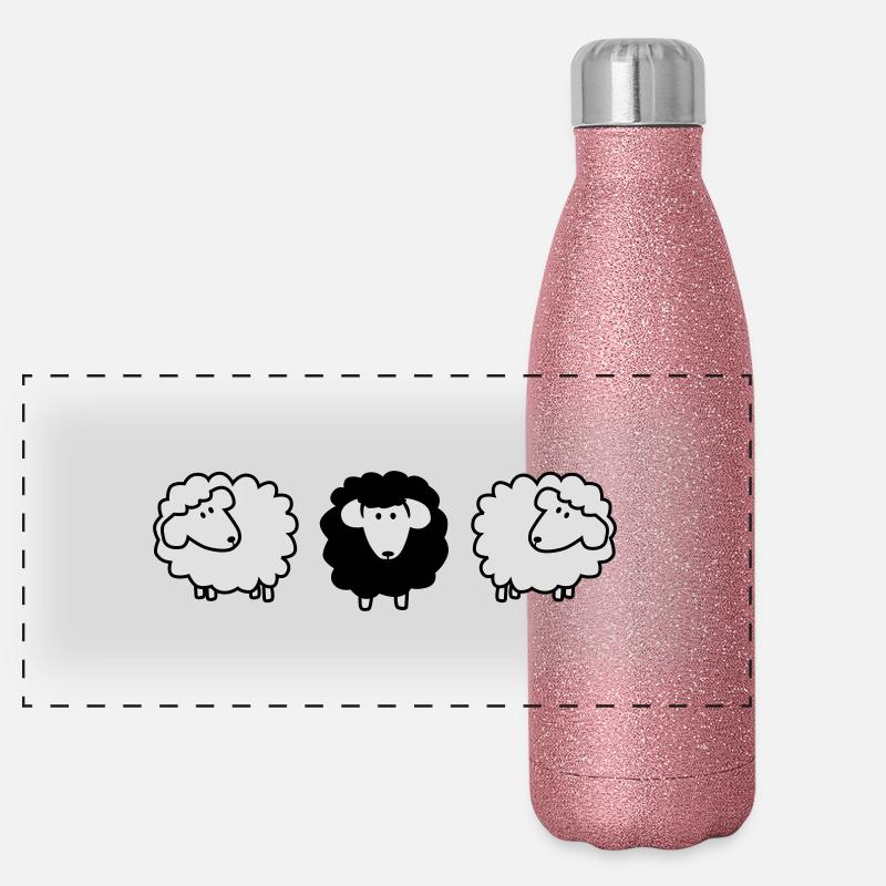 scharzes schaf Panorama Glitzer Isolierflasche 500 ml