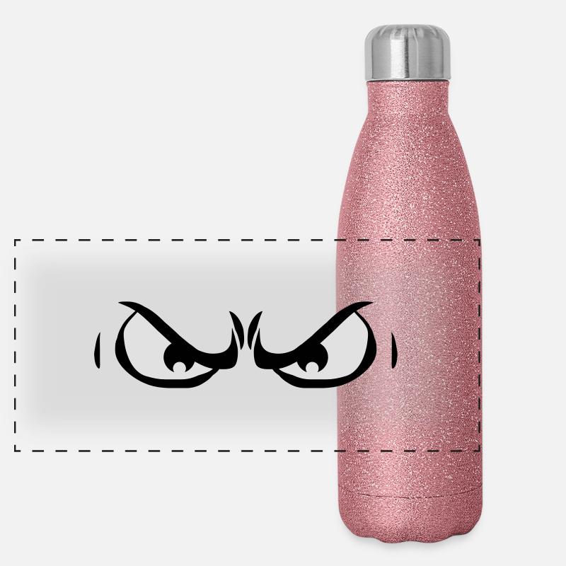 2 evil dangerous angry eyes Panoramic Glitter Thermal Bottle 500 ml