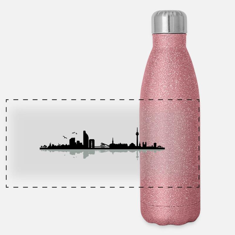 Düsseldorf Skyline Panorama Glitzer Isolierflasche 500 ml