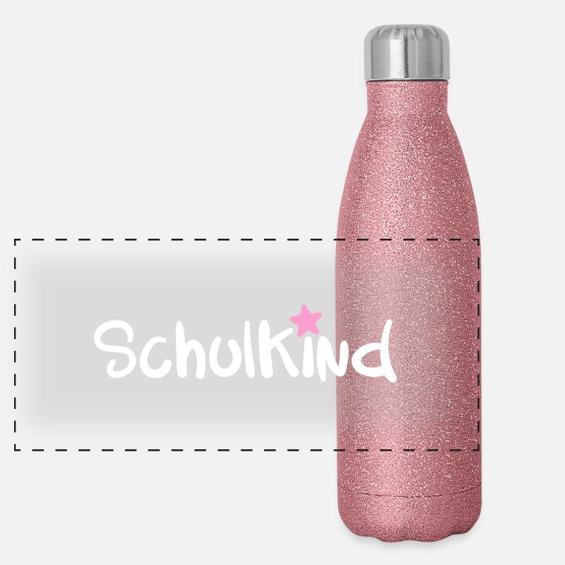 Schulkind Einschulung + Wunschname Panorama Glitzer Isolierflasche 500 ml