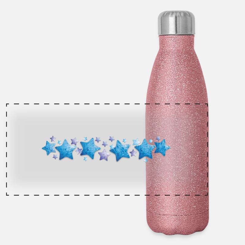 Blaue Sterne Panorama Glitzer Isolierflasche 500 ml