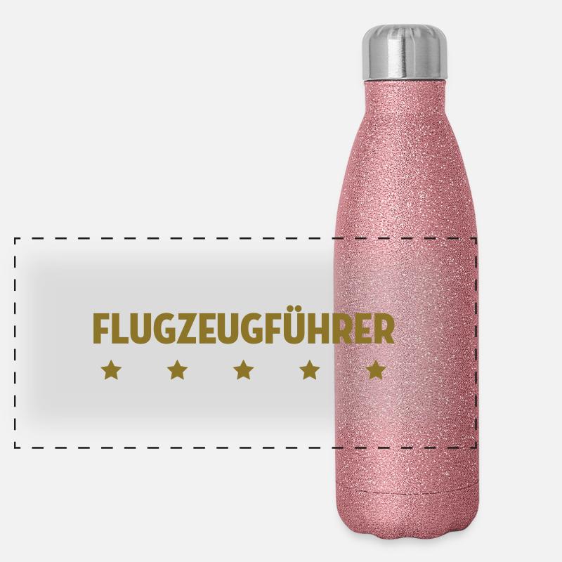 Flugzeugführer Flugzeugführerin Pilot Flieger Panorama Glitzer Isolierflasche 500 ml