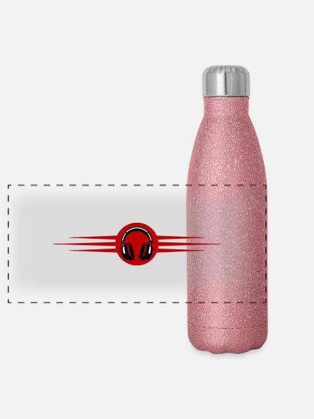 Headphones Music - Panoramic Glitter Thermal Bottle 500 ml - pink glitter - Front