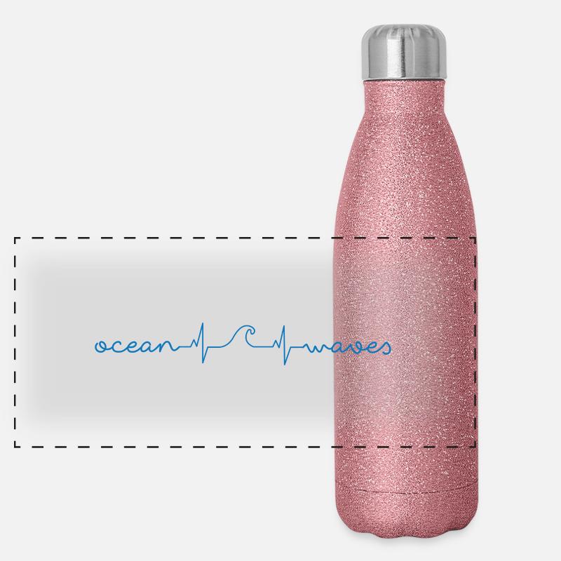 Surfer / Surf: océan - vagues Gourde isotherme panoramique pailletée 500 ml