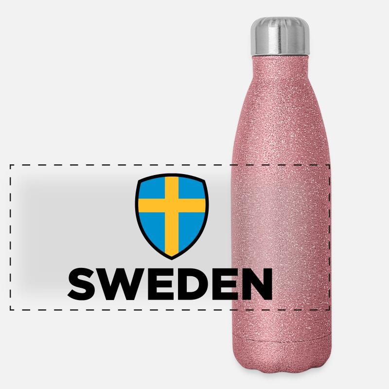 Drapeau national de la Suède Gourde isotherme panoramique pailletée 500 ml