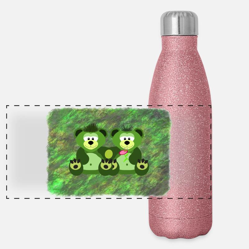 Moosbären Panorama Glitzer Isolierflasche 500 ml