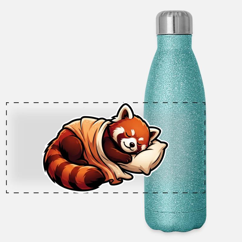 Panda Rouge Endormi Gourde isotherme panoramique pailletée 500 ml
