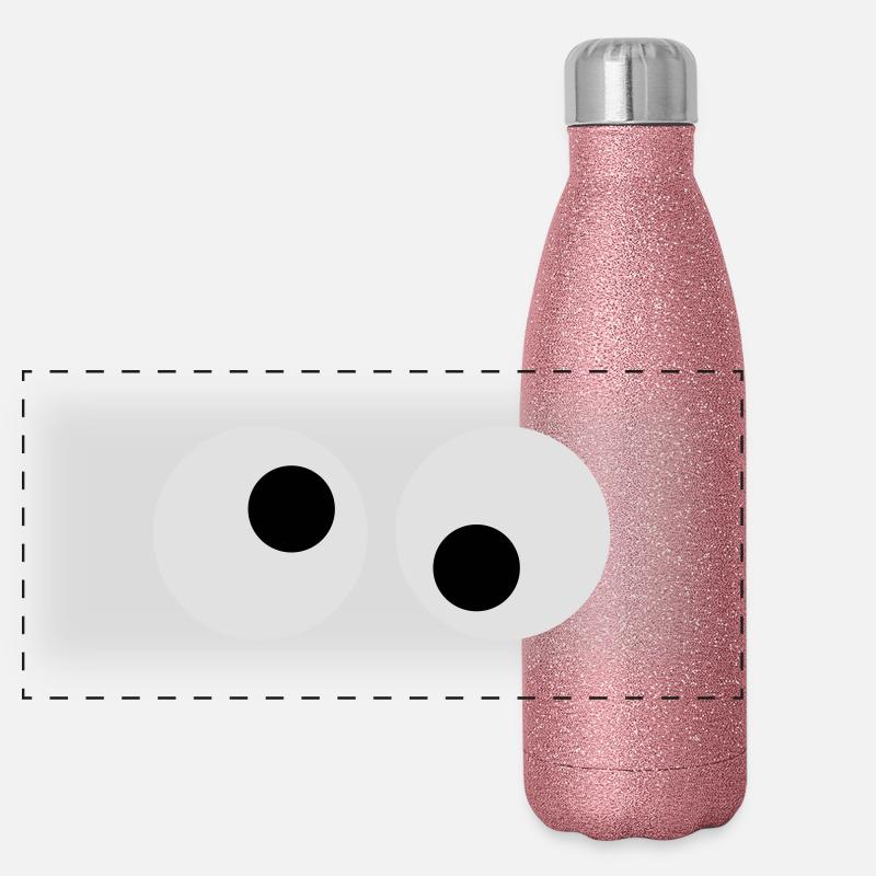 Big eyes - Panoramic Glitter Thermal Bottle 500 ml - pink glitter