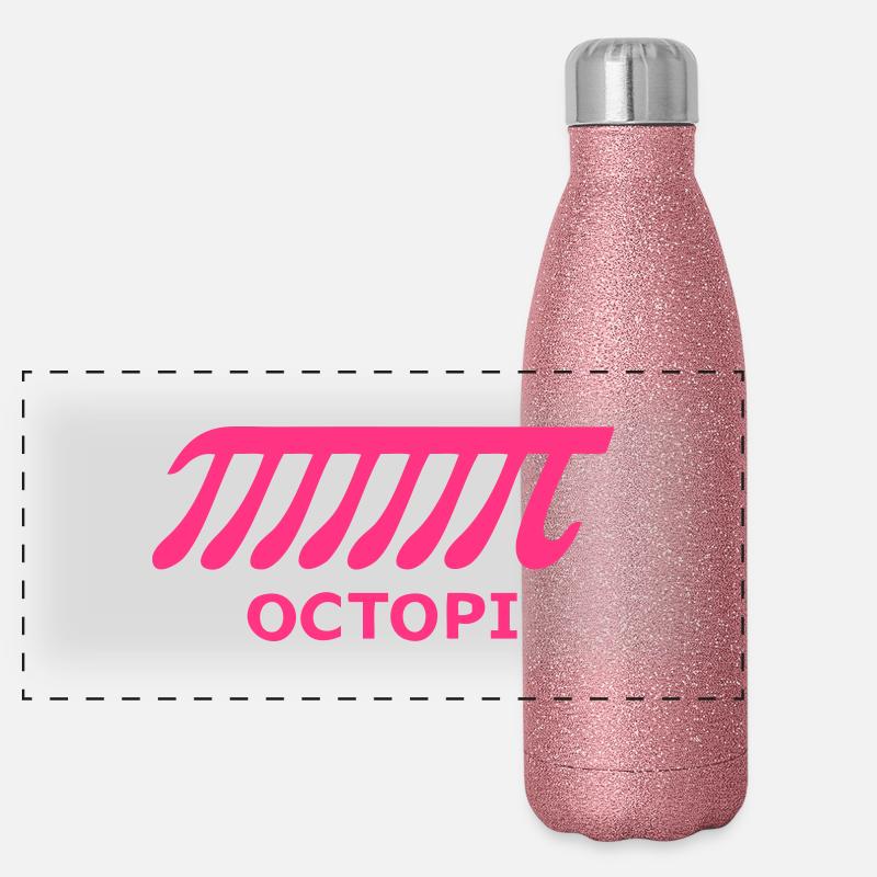 Octopi - Panoramic Glitter Thermal Bottle 500 ml - pink glitter