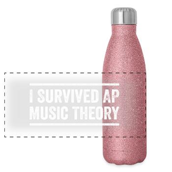 I Survived AP Music Theory Funny AP Examination - Panoramic Glitter Thermal Bottle 500 ml - pink glitter - Front