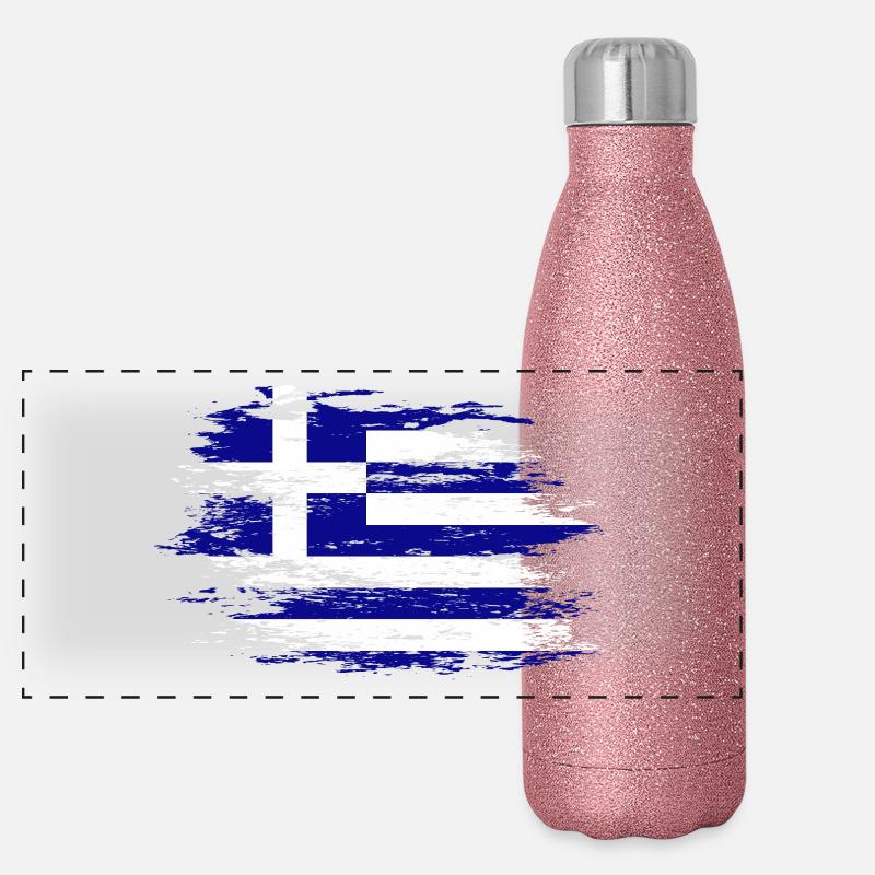Drapeau de la Grèce utilisé Gourde isotherme panoramique pailletée 500 ml