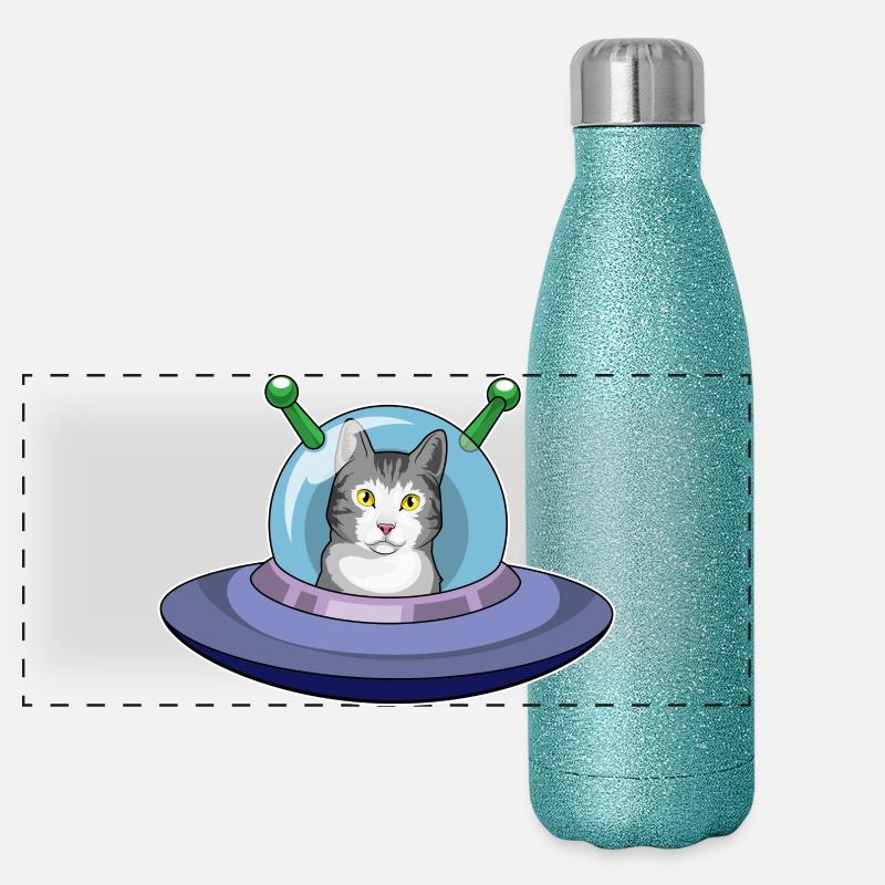 Vaisseau spatial Chat Espace Gourde isotherme panoramique pailletée 500 ml