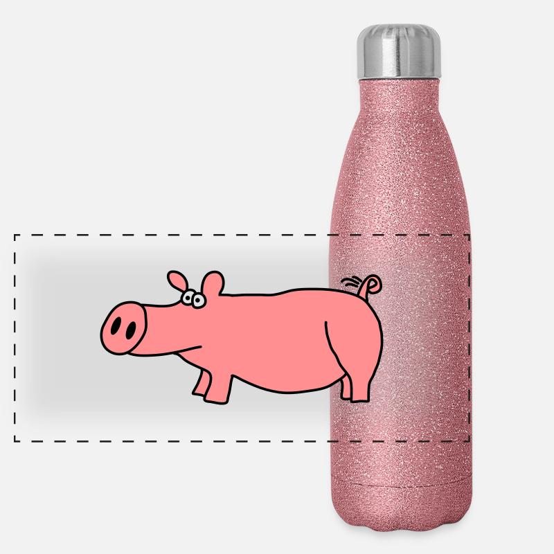 Schwein Panorama Glitzer Isolierflasche 500 ml