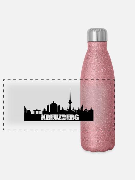 kreuzberg - Panorama Glitzer Isolierflasche 500 ml - Pink Glitzer - Vorne