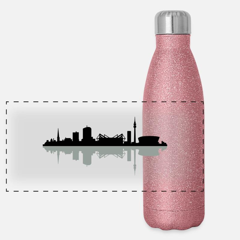 Skyline Dortmund Schatten Panorama Glitzer Isolierflasche 500 ml