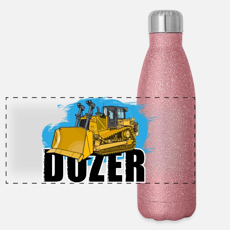 Bulldozer oder Planierraupe Panorama Glitzer Isolierflasche 500 ml