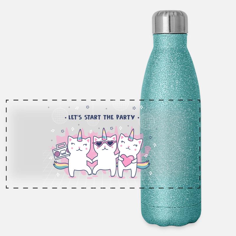 Chatons licornes Gourde isotherme panoramique pailletée 500 ml