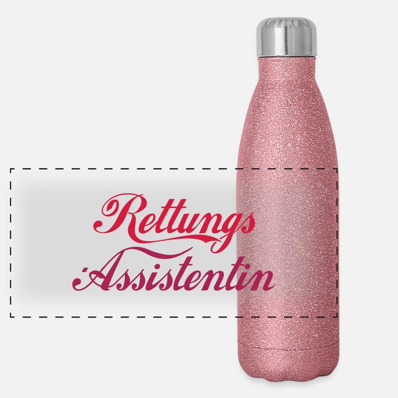 Rettungs-Assistentin mittig Panorama Glitzer Isolierflasche 500 ml