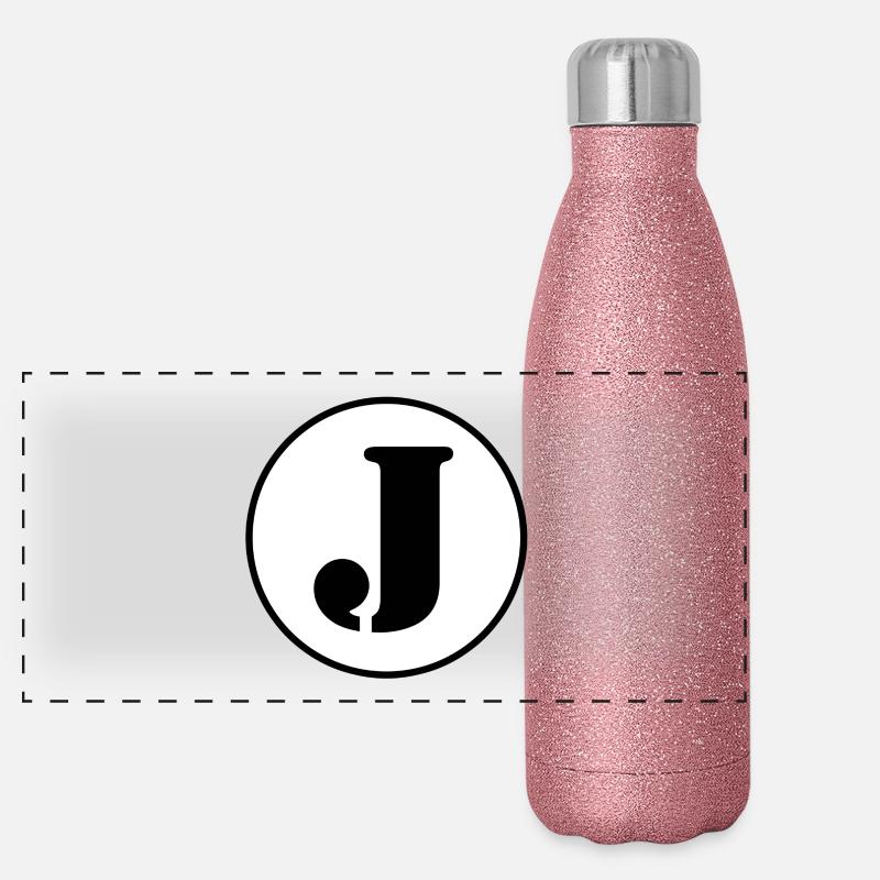 J letter alphabet last name first name gift Panoramic Glitter Thermal Bottle 500 ml
