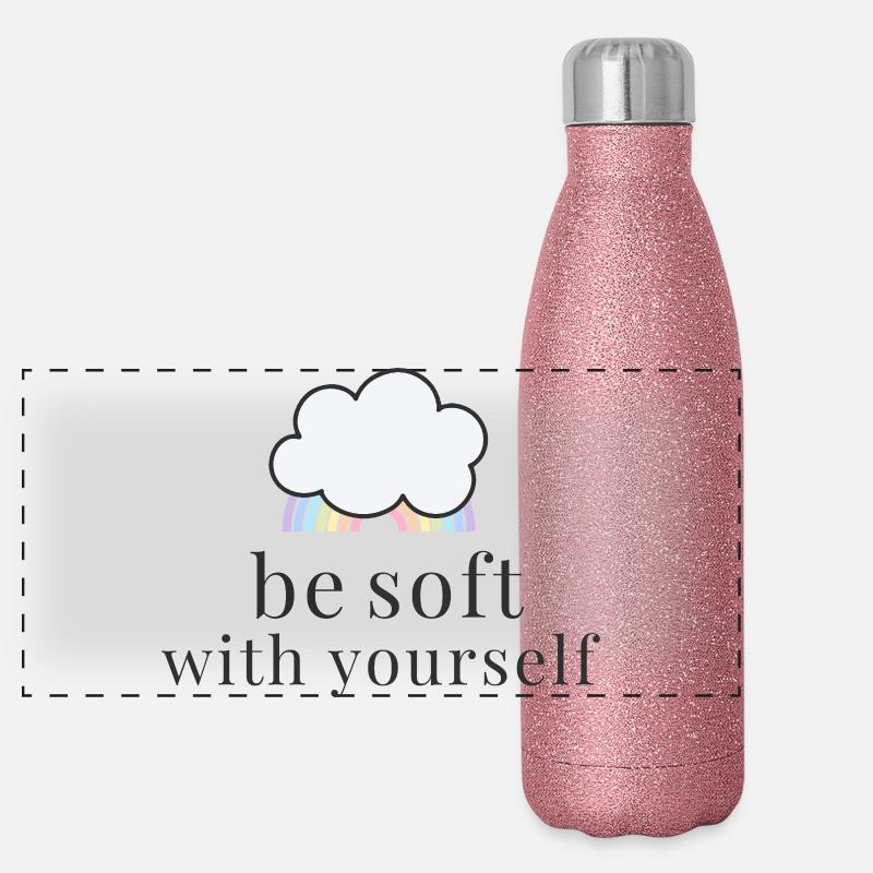 Be Soft With Yourself Cloud with Pastel Rainbow Panoramic Glitter Thermal Bottle 500 ml