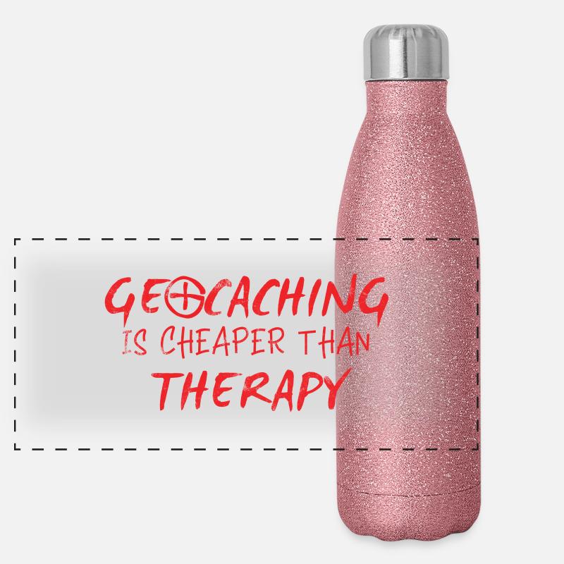 Geocaching, Geocache, GPS, Wandern, Nerd Panorama Glitzer Isolierflasche 500 ml