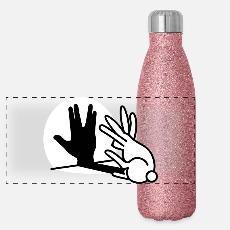 Kaninche Schatten Hand Vulkanischer Gruß trekkie Panorama Glitzer Isolierflasche 500 ml