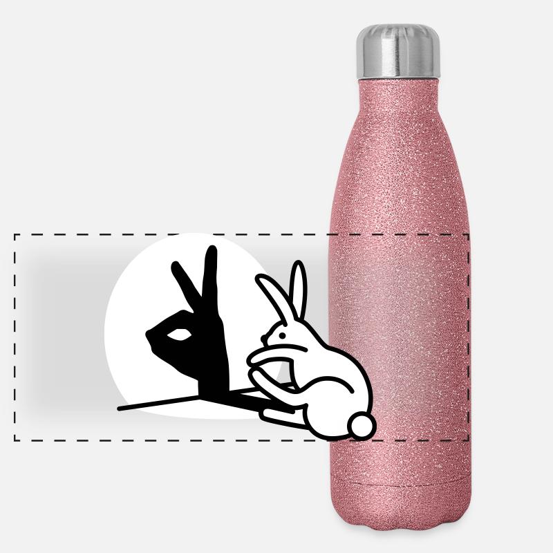 Funny Rabbit hand shadow puppets humor pop art Panoramic Glitter Thermal Bottle 500 ml