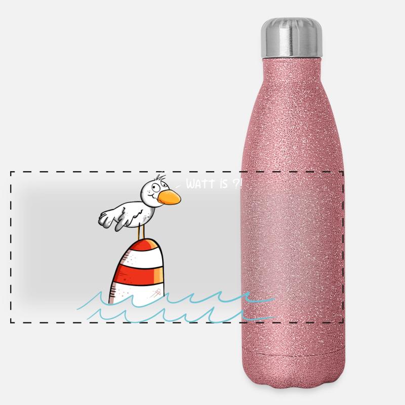 Drollige Möwe Watt Is Panorama Glitzer Isolierflasche 500 ml