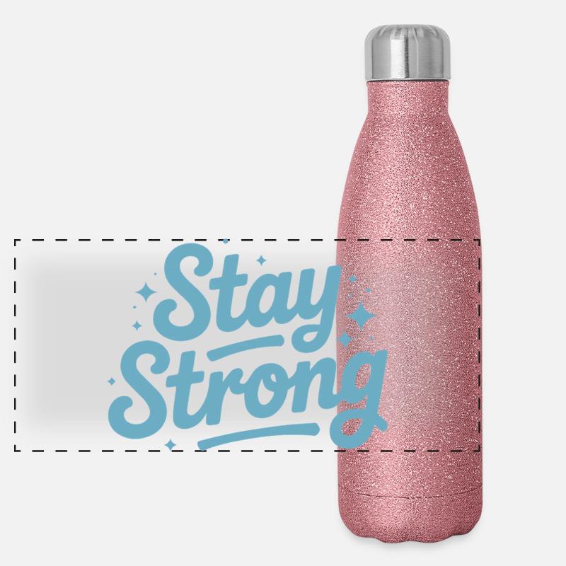 Stay Strong Script with Stars Panoramic Glitter Thermal Bottle 500 ml
