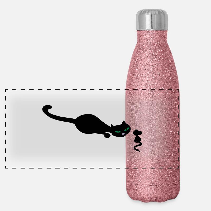 Cat retro uh mouse retro Panoramic Glitter Thermal Bottle 500 ml
