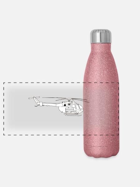 Bo105 Seite - Panorama Glitzer Isolierflasche 500 ml - Pink Glitzer - Vorne