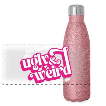 Citation du film : lavage de cerveau ou moche et bizarre ! - Gourde isotherme panoramique pailletée 500 ml - paillettes roses - Devant