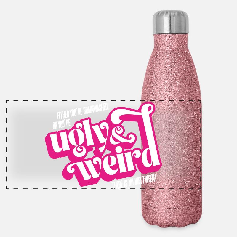 Movie quote: brainwashed or UGLY & WEIRD! Panoramic Glitter Thermal Bottle 500 ml