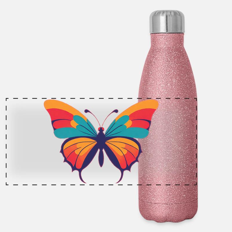 Schmetterling Panorama Glitzer Isolierflasche 500 ml