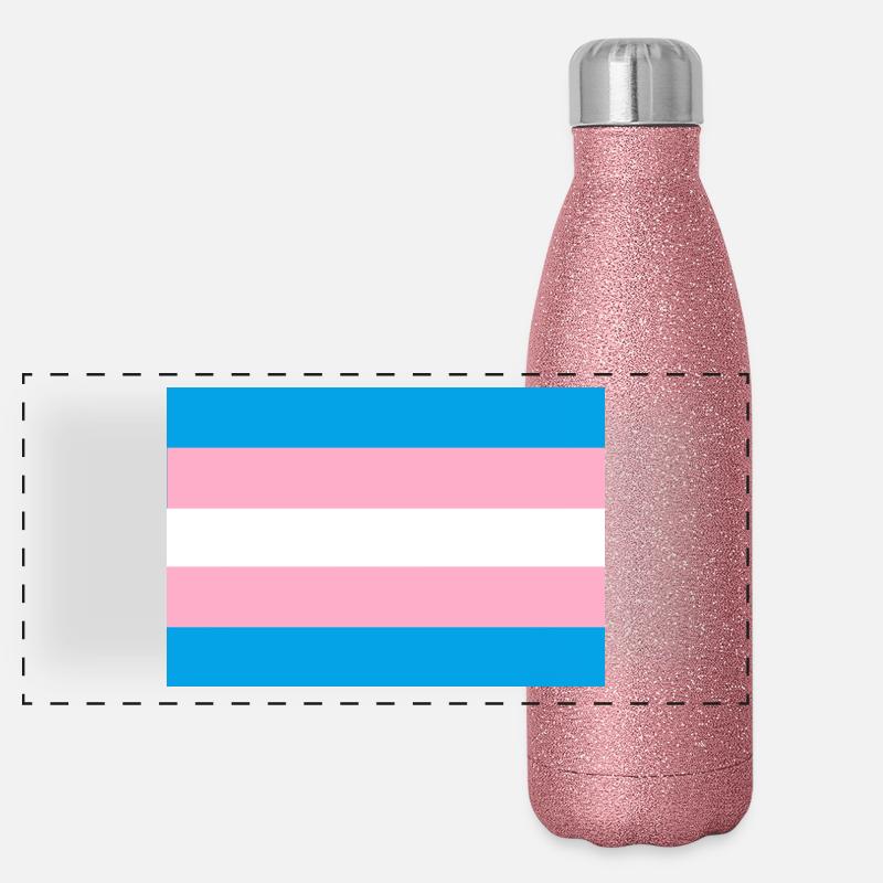 Drapeau de la fierté transgenre Gourde isotherme panoramique pailletée 500 ml
