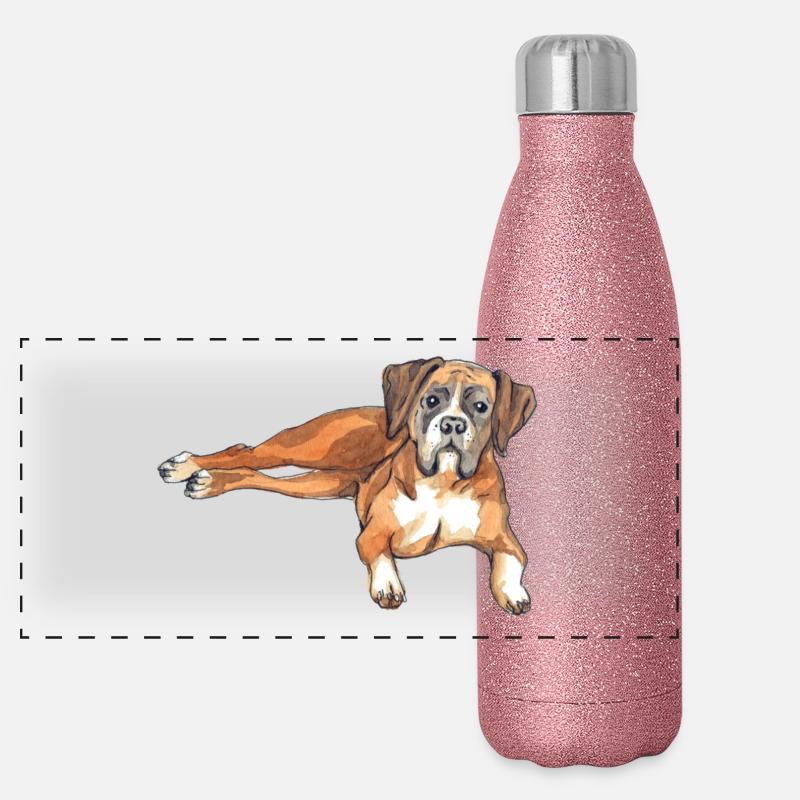 Deutscher Boxer Panorama Glitzer Isolierflasche 500 ml