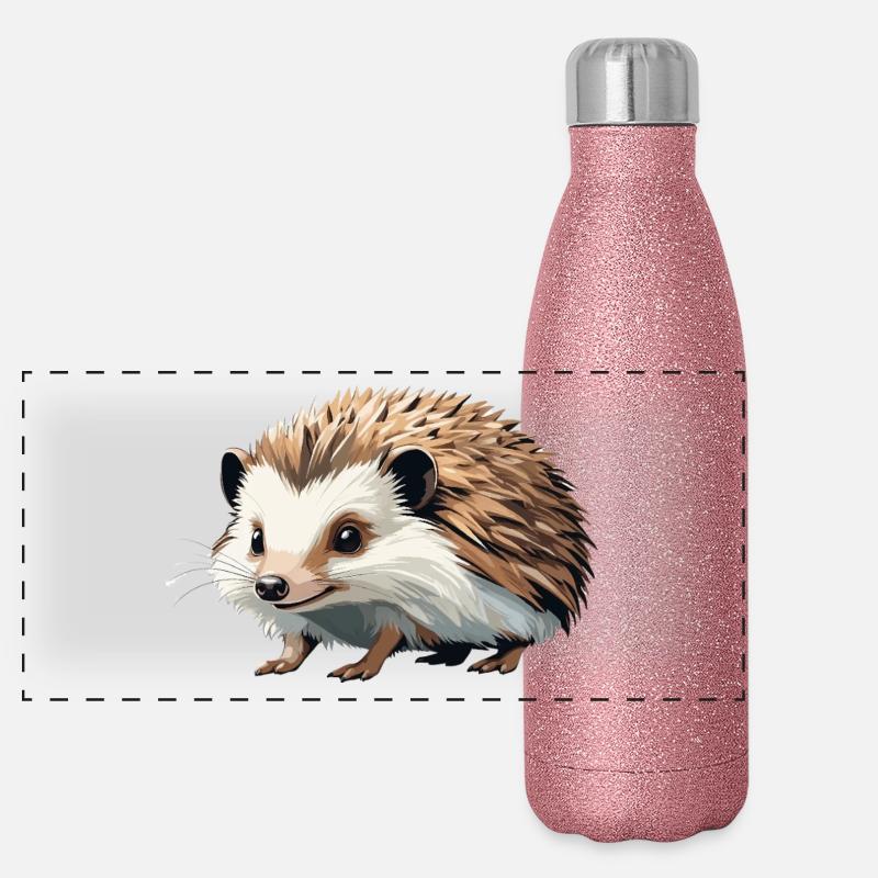 Igel - Süßer Tier Sticker Panorama Glitzer Isolierflasche 500 ml