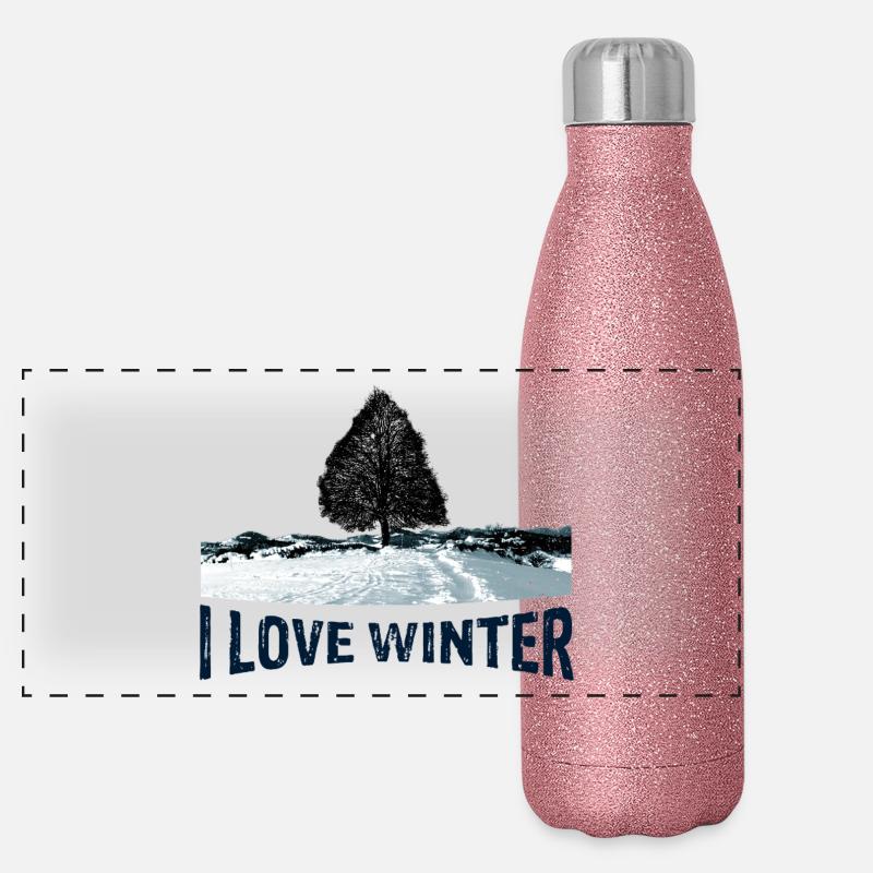 J’adore l’arbre d’hiver avec Gourde isotherme panoramique pailletée 500 ml