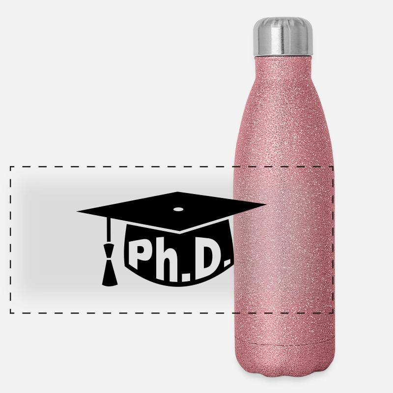Doktor - Studium - Geschenk - Doktorhut - PhD Panorama Glitzer Isolierflasche 500 ml