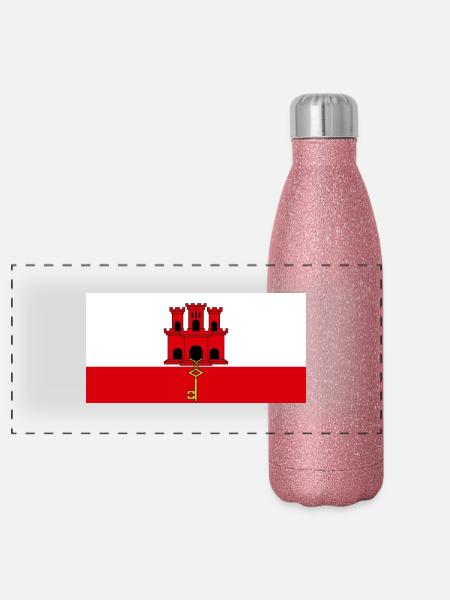 Gibraltar - Gourde isotherme panoramique pailletée 500 ml - paillettes roses - Devant