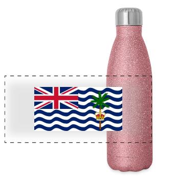 British Indian Ocean Territory - Panoramic Glitter Thermal Bottle 500 ml - pink glitter - Front