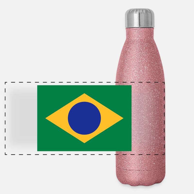 Drapeau national du Brésil Gourde isotherme panoramique pailletée 500 ml