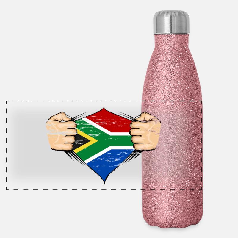 Drapeau de l’Afrique du Sud utilisé Gourde isotherme panoramique pailletée 500 ml