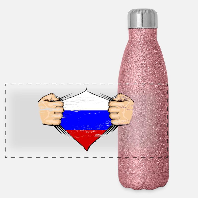 Conception du drapeau de la Russie utilisée Gourde isotherme panoramique pailletée 500 ml