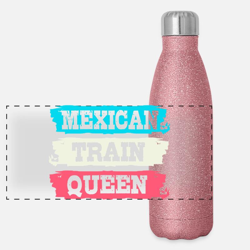 Train domino mexicain Gourde isotherme panoramique pailletée 500 ml